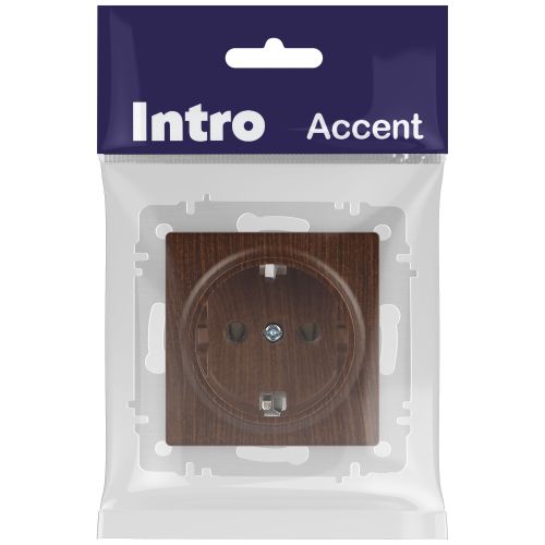 Розетка 1-м СП Accent 6-202-10 16А IP20 250В 2P+E Schuko венге Intro Б0063703 фото 2 Розетка 1-м СП Accent 6-202-10 16А IP20 250В 2P+E Schuko венге Intro Б0063703 фото 2