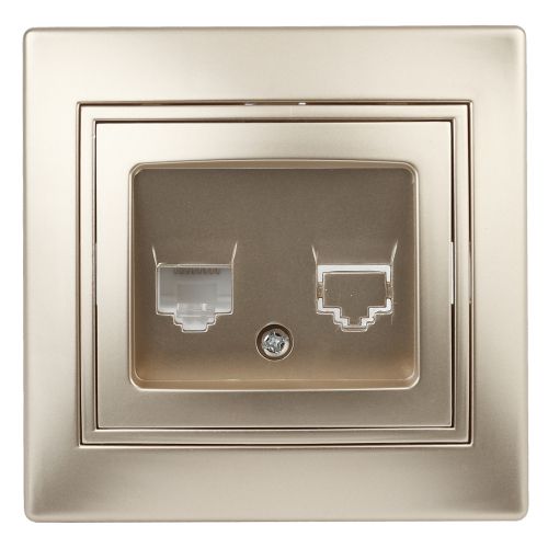 Розетка компьютерная 1-м СП Plano 1-303-04 RJ45 IP20 шампань Intro Б0030087 Розетка компьютерная 1-м СП Plano 1-303-04 RJ45 IP20 шампань Intro Б0030087