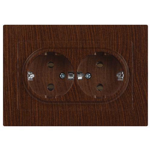 Розетка 2-м СП Accent 6-205-10 16А IP20 250В 2P+E Schuko AL/CU венге Intro Б0063502 фото 3 Розетка 2-м СП Accent 6-205-10 16А IP20 250В 2P+E Schuko AL/CU венге Intro Б0063502 фото 3