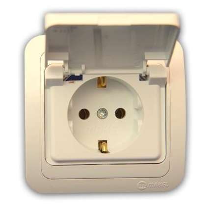 Розетка 1-м СП Mimoza 16А IP20 с крышкой керамика крем./крем. Makel 25009 Розетка 1-м СП Mimoza 16А IP20 с крышкой керамика крем./крем. Makel 25009