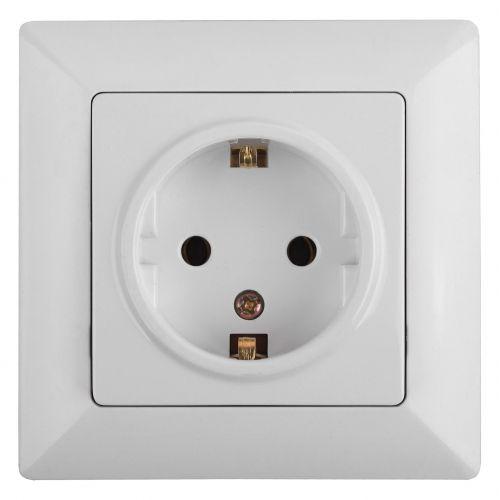 Розетка 1-м СП Solo 4-206-01 16А 250В IP20 2P+E Schuko с заземл. защ. шторки бел. Intro Б0053681 Розетка 1-м СП Solo 4-206-01 16А 250В IP20 2P+E Schuko с заземл. защ. шторки бел. Intro Б0053681
