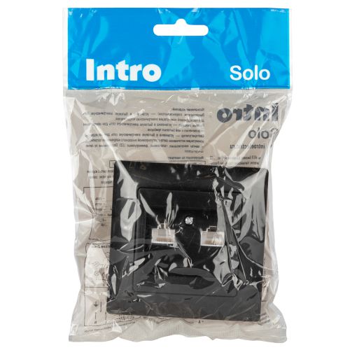 Розетка компьютерная 2-м СП Solo 4-304-05 RJ45 антрацит Intro Б0043393 фото 2 Розетка компьютерная 2-м СП Solo 4-304-05 RJ45 антрацит Intro Б0043393 фото 2