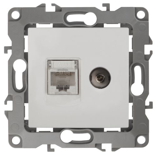 Розетка компьютерная + телевизионная Эра12 12-3110-01 RJ45 + TV IP20 бел. Эра Б0027441 Розетка компьютерная + телевизионная Эра12 12-3110-01 RJ45 + TV IP20 бел. Эра Б0027441