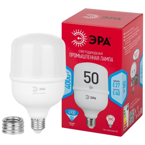 Лампа светодиодная высокомощная RED LINE LED POWER T100-50W-4000-E27/E40 R 50Вт Т100 колокол 4000К нейтр. бел. E27/E40 (переходник в компл.) 4900лм Эра Б0063830 Лампа светодиодная высокомощная RED LINE LED POWER T100-50W-4000-E27/E40 R 50Вт Т100 колокол 4000К нейтр. бел. E27/E40 (переходник в компл.) 4900лм Эра Б0063830