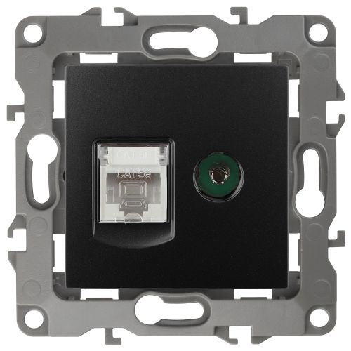 Розетка компьютерная + телевизионная Эра12 12-3110-05 RJ45 + TV IP20 антрацит Эра Б0027445 Розетка компьютерная + телевизионная Эра12 12-3110-05 RJ45 + TV IP20 антрацит Эра Б0027445
