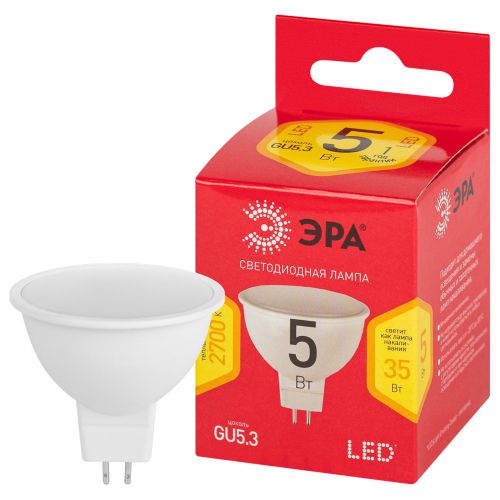 Лампа светодиодная RED LINE LED MR16-5W-827-GU5.3 R 5Вт MR16 софит 2700К тепл. бел. GU5.3 Эра Б0050230 Лампа светодиодная RED LINE LED MR16-5W-827-GU5.3 R 5Вт MR16 софит 2700К тепл. бел. GU5.3 Эра Б0050230