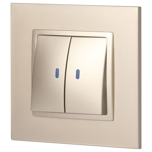 Выключатель 2-кл. СП Elegance 14-1105-04 10А IP20 250В 10AX с подсветкой механизм шампань Эра Б0034240 фото 5 Выключатель 2-кл. СП Elegance 14-1105-04 10А IP20 250В 10AX с подсветкой механизм шампань Эра Б0034240 фото 5