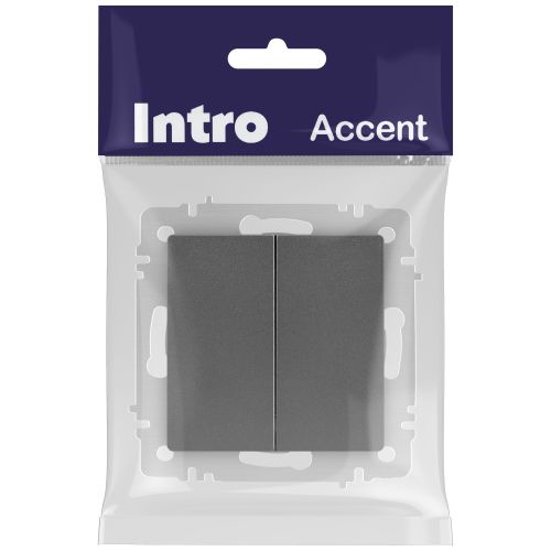 Выключатель 2-кл. СП Accent 6-104-07 10А IP20 250В AL/CU графит Intro Б0063493 фото 2 Выключатель 2-кл. СП Accent 6-104-07 10А IP20 250В AL/CU графит Intro Б0063493 фото 2