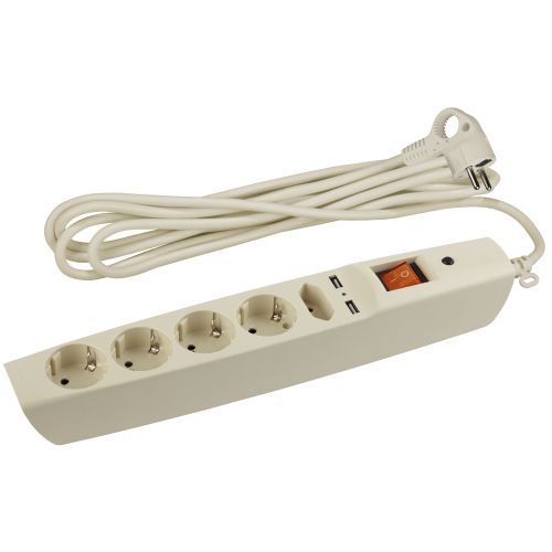 Удлинитель с сетевым фильтром 5х2м с заземл. 10А IP20 U-5es-2m-I 2хUSB ПВС 3х0.75 с выкл. защ. шторки сл. кость Эра C0043328 Удлинитель с сетевым фильтром 5х2м с заземл. 10А IP20 U-5es-2m-I 2хUSB ПВС 3х0.75 с выкл. защ. шторки сл. кость Эра C0043328