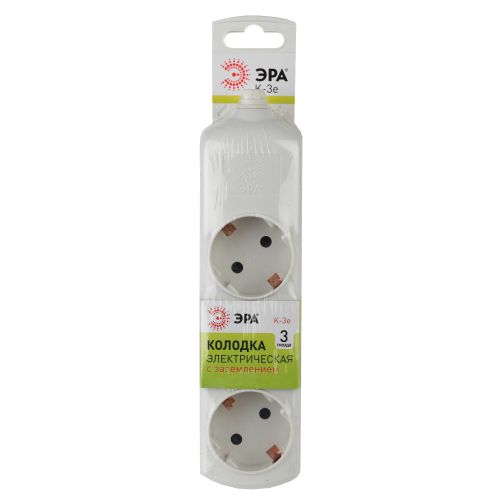 Колодка удлинителя 3-м с заземл. K-3e Эра C0045314 фото 2 Колодка удлинителя 3-м с заземл. K-3e Эра C0045314 фото 2