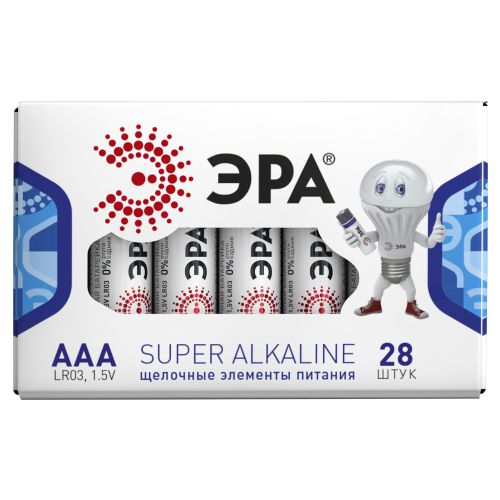 Элемент питания алкалиновый AAA/LR03 LR03-28 box (уп.28шт) Эра Б0002909 фото 2 Элемент питания алкалиновый AAA/LR03 LR03-28 box (уп.28шт) Эра Б0002909 фото 2