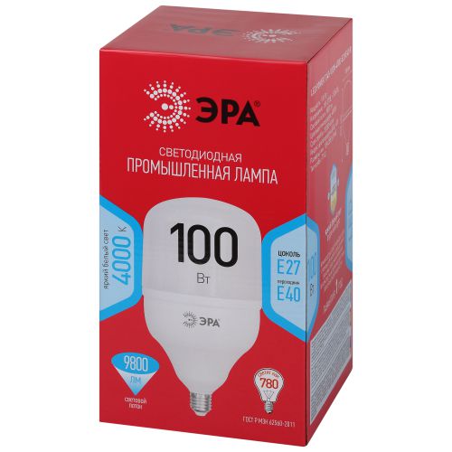Лампа светодиодная высокомощная RED LINE LED POWER T140-100W-4000-E27/E40 R 100Вт Т140 колокол 4000К нейтр. бел. E27/E40 (переходник в компл.) 9800лм Эра Б0063880 фото 2 Лампа светодиодная высокомощная RED LINE LED POWER T140-100W-4000-E27/E40 R 100Вт Т140 колокол 4000К нейтр. бел. E27/E40 (переходник в компл.) 9800лм Эра Б0063880 фото 2