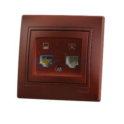 Розетка компьютерная + телефонная 2-м СП Mira RJ45 + RJ11 IP20 вишня LEZARD 701-0601-143 Розетка компьютерная + телефонная 2-м СП Mira RJ45 + RJ11 IP20 вишня LEZARD 701-0601-143