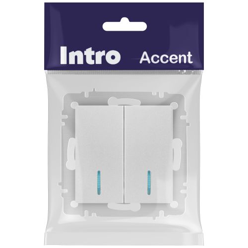 Выключатель 2-кл. СП Accent 6-105-03 10А IP20 250В с подсветкой AL/CU алюм. Intro Б0063511 фото 2 Выключатель 2-кл. СП Accent 6-105-03 10А IP20 250В с подсветкой AL/CU алюм. Intro Б0063511 фото 2
