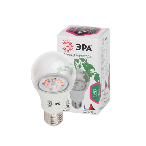 Лампа светодиодная FITO-14W-RB-E27-K 14Вт A60 грушевидная прозрачная 1310К E27 130-270В для растений красн./син. спектр Эра Б0039071 фото 2 Лампа светодиодная FITO-14W-RB-E27-K 14Вт A60 грушевидная прозрачная 1310К E27 130-270В для растений красн./син. спектр Эра Б0039071 фото 2