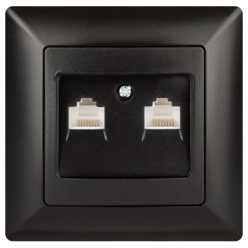 Розетка компьютерная 2-м СП Solo 4-304-05 RJ45 антрацит Intro Б0043393 Розетка компьютерная 2-м СП Solo 4-304-05 RJ45 антрацит Intro Б0043393