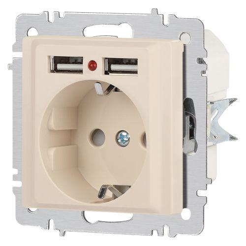 Розетка 1-м СП Accent 6-410-02 16А IP20 250В P+E Schuko + 2хUSB защ. шторки сл. кость Intro Б0063692 фото 5 Розетка 1-м СП Accent 6-410-02 16А IP20 250В P+E Schuko + 2хUSB защ. шторки сл. кость Intro Б0063692 фото 5