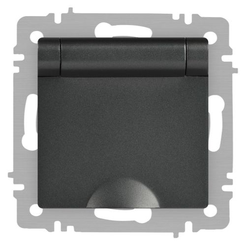 Розетка 1-м СП Accent 6-203-07 16А IP20 250В 2P+E Schuko с крышкой AL/CU графит Intro Б0063441 Розетка 1-м СП Accent 6-203-07 16А IP20 250В 2P+E Schuko с крышкой AL/CU графит Intro Б0063441