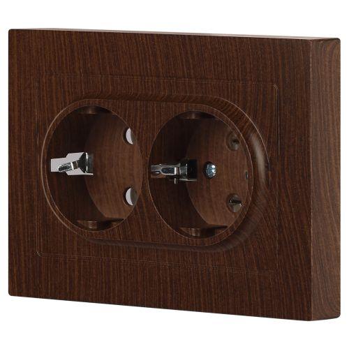 Розетка 2-м СП Accent 6-205-10 16А IP20 250В 2P+E Schuko AL/CU венге Intro Б0063502 Розетка 2-м СП Accent 6-205-10 16А IP20 250В 2P+E Schuko AL/CU венге Intro Б0063502