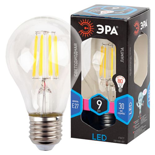 Лампа светодиодная филаментная F-LED-9W-840-E27 9Вт A60 грушевидная 4000К нейтр. бел. E27 Эра Б0043434 Лампа светодиодная филаментная F-LED-9W-840-E27 9Вт A60 грушевидная 4000К нейтр. бел. E27 Эра Б0043434