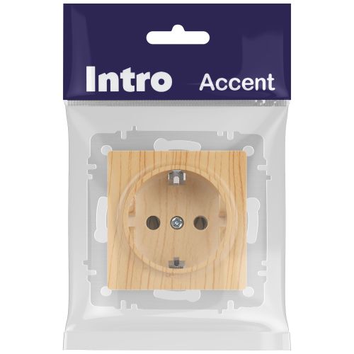 Розетка 1-м СП Accent 6-202-11 16А IP20 250В 2P+E Schuko сосна Intro Б0063706 фото 2 Розетка 1-м СП Accent 6-202-11 16А IP20 250В 2P+E Schuko сосна Intro Б0063706 фото 2