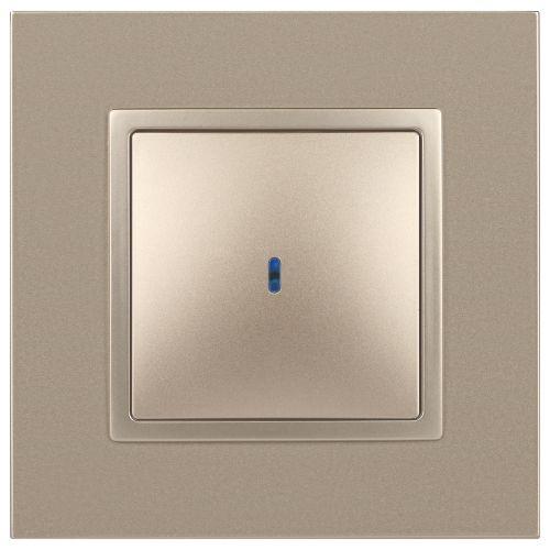 Выключатель 1-кл. СП Elegance 14-1102-04 10А IP20 250В 10AX с подсветкой механизм шампань Эра Б0034218 фото 3 Выключатель 1-кл. СП Elegance 14-1102-04 10А IP20 250В 10AX с подсветкой механизм шампань Эра Б0034218 фото 3