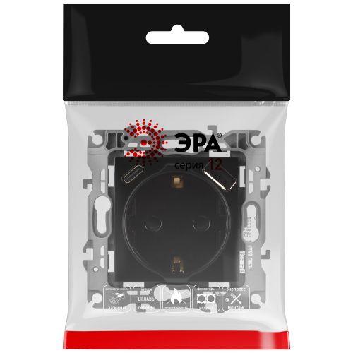 Розетка Эра12 12-4108-06 16А 250В 2P+E с USB type-A+C 5В-3А защ. шторки черн. Эра Б0067746 фото 2 Розетка Эра12 12-4108-06 16А 250В 2P+E с USB type-A+C 5В-3А защ. шторки черн. Эра Б0067746 фото 2