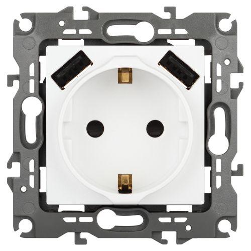 Розетка Эра12 12-4109-01М 16А 250В 2P+E с 2xUSB 5В-3А защ. шторки бел. матов. Эра Б0065728 Розетка Эра12 12-4109-01М 16А 250В 2P+E с 2xUSB 5В-3А защ. шторки бел. матов. Эра Б0065728