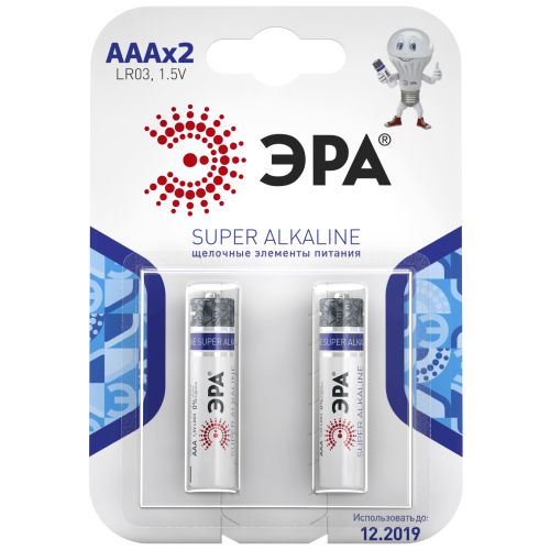 Элемент питания алкалиновый AAA/LR03 LR03-2BL (блист.2шт) Эра C0038453 Элемент питания алкалиновый AAA/LR03 LR03-2BL (блист.2шт) Эра C0038453