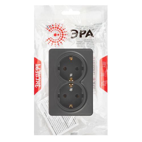 Розетка 2-м ОП Эксперт 11-2205-05 16А IP20 250В 2х2P+E Schuko с заземл. антрацит Эра Б0063047 фото 2 Розетка 2-м ОП Эксперт 11-2205-05 16А IP20 250В 2х2P+E Schuko с заземл. антрацит Эра Б0063047 фото 2