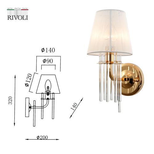 Бра Lilith 1039-401 настенный 1хE14 40Вт хрусталь Rivoli Б0054949 фото 2 Бра Lilith 1039-401 настенный 1хE14 40Вт хрусталь Rivoli Б0054949 фото 2