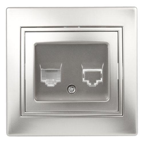 Розетка компьютерная 1-м СП Plano 1-303-03 RJ45 IP20 алюм. Intro Б0030086 Розетка компьютерная 1-м СП Plano 1-303-03 RJ45 IP20 алюм. Intro Б0030086