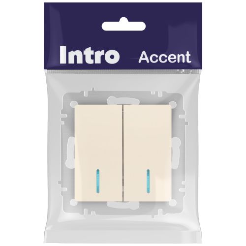 Выключатель 2-кл. СП Accent 6-105-02 10А IP20 250В с подсветкой AL/CU сл. кость Intro Б0063509 фото 2 Выключатель 2-кл. СП Accent 6-105-02 10А IP20 250В с подсветкой AL/CU сл. кость Intro Б0063509 фото 2
