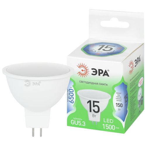 Лампа светодиодная GREEN LINE LED MR16-15W-865-GU5.3 GL 15Вт софит 6500К холод. свет GU5.3 220-240В Эра Б0070075 Лампа светодиодная GREEN LINE LED MR16-15W-865-GU5.3 GL 15Вт софит 6500К холод. свет GU5.3 220-240В Эра Б0070075
