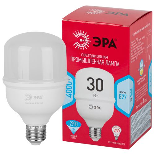 Лампа светодиодная высокомощная RED LINE LED POWER T80-30W-4000-E27 R 30Вт Т80 колокол 4000 К нейтр. бел. E27 2900лм Эра Б0063849 Лампа светодиодная высокомощная RED LINE LED POWER T80-30W-4000-E27 R 30Вт Т80 колокол 4000 К нейтр. бел. E27 2900лм Эра Б0063849
