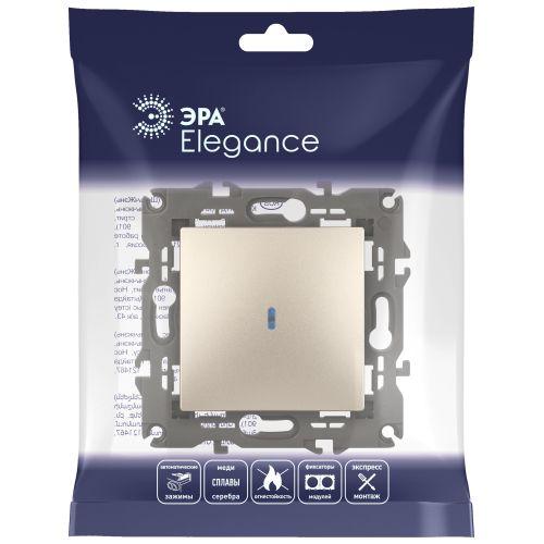 Выключатель 1-кл. СП Elegance 14-1102-04 10А IP20 250В 10AX с подсветкой механизм шампань Эра Б0034218 фото 2 Выключатель 1-кл. СП Elegance 14-1102-04 10А IP20 250В 10AX с подсветкой механизм шампань Эра Б0034218 фото 2