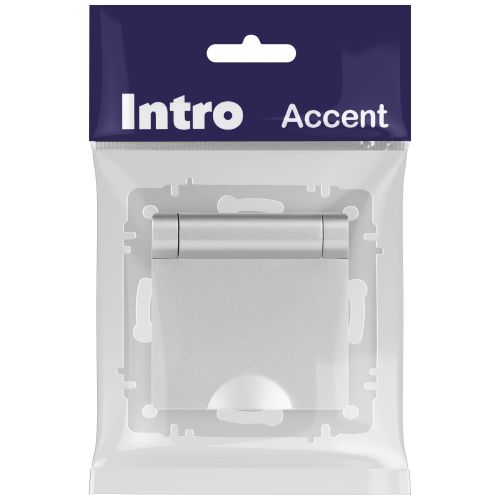 Розетка 1-м СП Accent 6-203-03 16А IP20 250В 2P+E Schuko с крышкой алюм. Intro Б0063721 фото 2 Розетка 1-м СП Accent 6-203-03 16А IP20 250В 2P+E Schuko с крышкой алюм. Intro Б0063721 фото 2