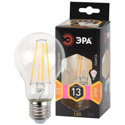 Лампа светодиодная филаментная F-LED A60-13W-827-E27 Эра Б0035027 фото 2 Лампа светодиодная филаментная F-LED A60-13W-827-E27 Эра Б0035027 фото 2