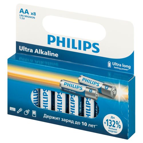 Элемент питания алкалиновый AA/LR6 1.5В Ultra (уп.8шт) Philips Б0064633 Элемент питания алкалиновый AA/LR6 1.5В Ultra (уп.8шт) Philips Б0064633
