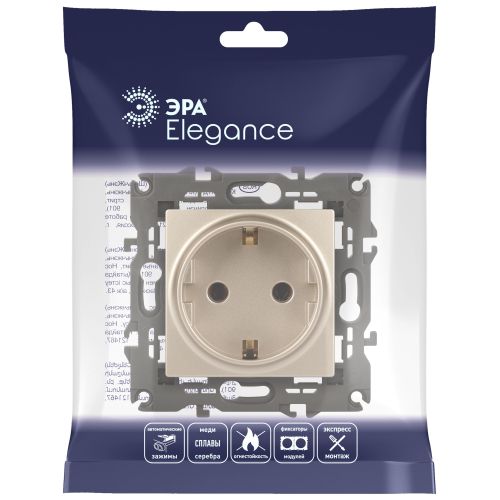 Розетка 1-м СП Эра Elegance 14-2102-04 16А IP20 16AX 250В 2P+E Schuko защ. шторки шампань Эра Б0034275 фото 2 Розетка 1-м СП Эра Elegance 14-2102-04 16А IP20 16AX 250В 2P+E Schuko защ. шторки шампань Эра Б0034275 фото 2