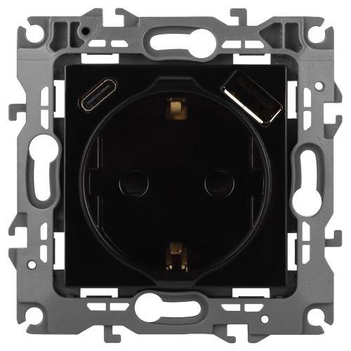 Розетка Эра12 12-4108-06 16А 250В 2P+E с USB type-A+C 5В-3А защ. шторки черн. Эра Б0067746 Розетка Эра12 12-4108-06 16А 250В 2P+E с USB type-A+C 5В-3А защ. шторки черн. Эра Б0067746