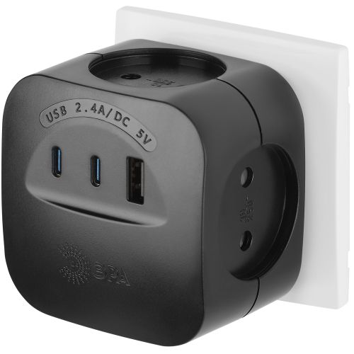 Разветвитель 4-м SP-4-3USBAC-B + 3 USB A+C со шторками 10А черн. Эра Б0069084 фото 7 Разветвитель 4-м SP-4-3USBAC-B + 3 USB A+C со шторками 10А черн. Эра Б0069084 фото 7