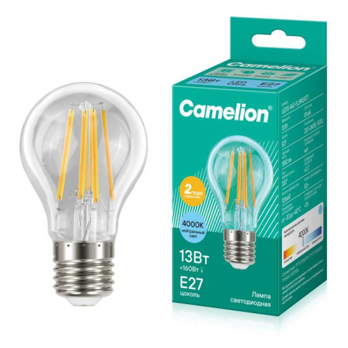 Лампа светодиодная филаментная LED13-A60-FL/845/E27 13Вт 220В Camelion 13717