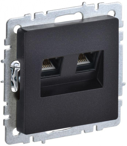 Розетка компьютерная двойн. СП RJ45 кат.5E BRITE РК10-2-БрЧ механизм черн. IEK BR-K20-1-K02 Розетка компьютерная двойн. СП RJ45 кат.5E BRITE РК10-2-БрЧ механизм черн. IEK BR-K20-1-K02