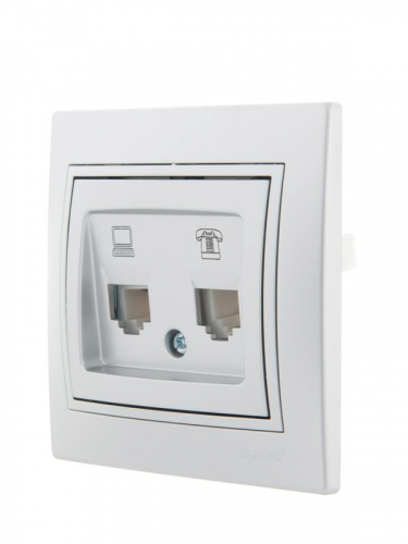 Розетка компьютерная + телефонная 2-м СП Mira RJ45 + RJ11 сер. метал. LEZARD 701-1010-143 фото 2 Розетка компьютерная + телефонная 2-м СП Mira RJ45 + RJ11 сер. метал. LEZARD 701-1010-143 фото 2