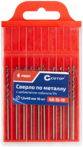 Сверло по металлу ПРОФИ/Profi 1.5х40мм с кобальтом 5% (уп.10шт) Cutop 48-15-10 фото 3 Сверло по металлу ПРОФИ/Profi 1.5х40мм с кобальтом 5% (уп.10шт) Cutop 48-15-10 фото 3