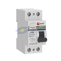 Выключатель дифференциального тока (УЗО) 2п 63А 30мА тип AC 6кА ВД-100 электромех. PROxima EKF elcb-2-6-63-30-em-pro