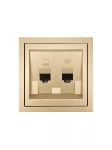 Розетка компьютерная + телефонная СП ZIMA IP20 механизм зол. LEZARD 704-3688-143 фото 3