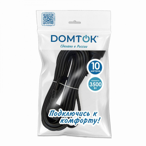 Удлинитель-шнур 1х10м с заземл. 16А IP20 ПВС 3х1 черн. DOMTOK 2360 фото 3