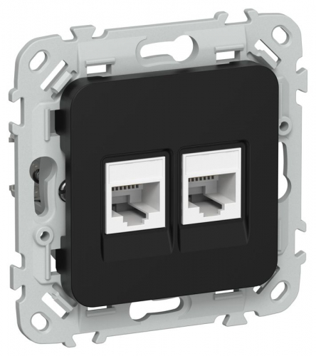 Розетка 2-м СП FLITE РКТ5е/3-2-0-ФлЧ RJ45/RJ11 кат.5E/3 UTP механизм черн. IEK FI-KT22-1-K02 Розетка 2-м СП FLITE РКТ5е/3-2-0-ФлЧ RJ45/RJ11 кат.5E/3 UTP механизм черн. IEK FI-KT22-1-K02